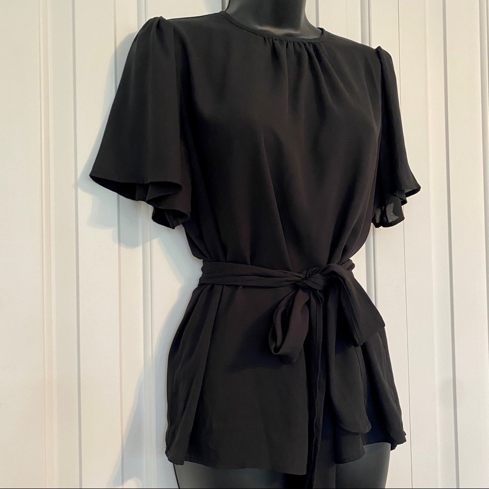 Badgley Mischka Marlaina Tie Detail Blouse, Size M